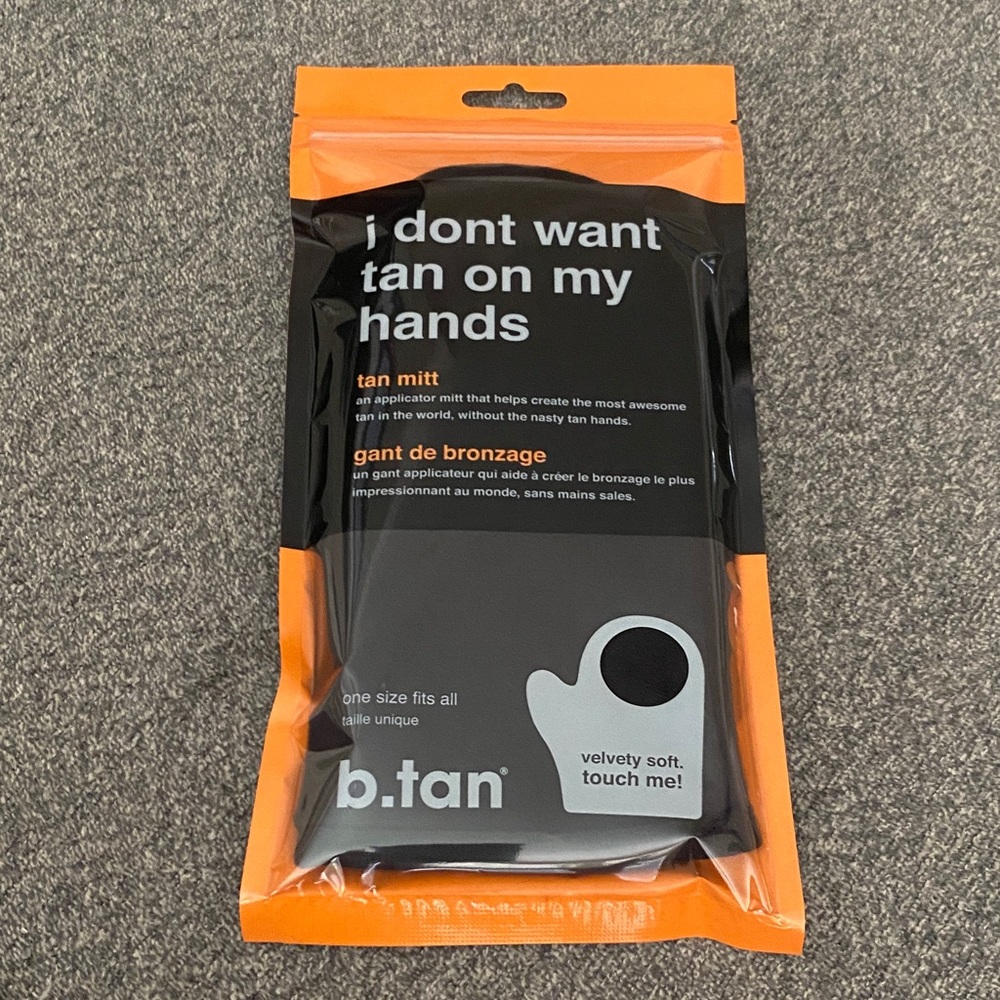 b.tan Black and Orange Tanning Mitt